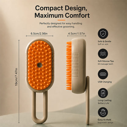 Steam cat brush for soft and clean fur