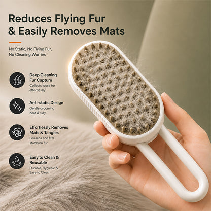 Cat grooming brush with fine mist spray