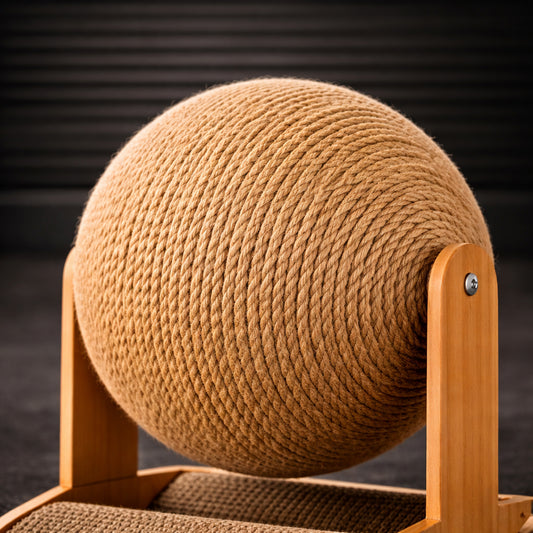 Wooden Cat Scratching Ball, 2-in-1 Scratch & Play Toy