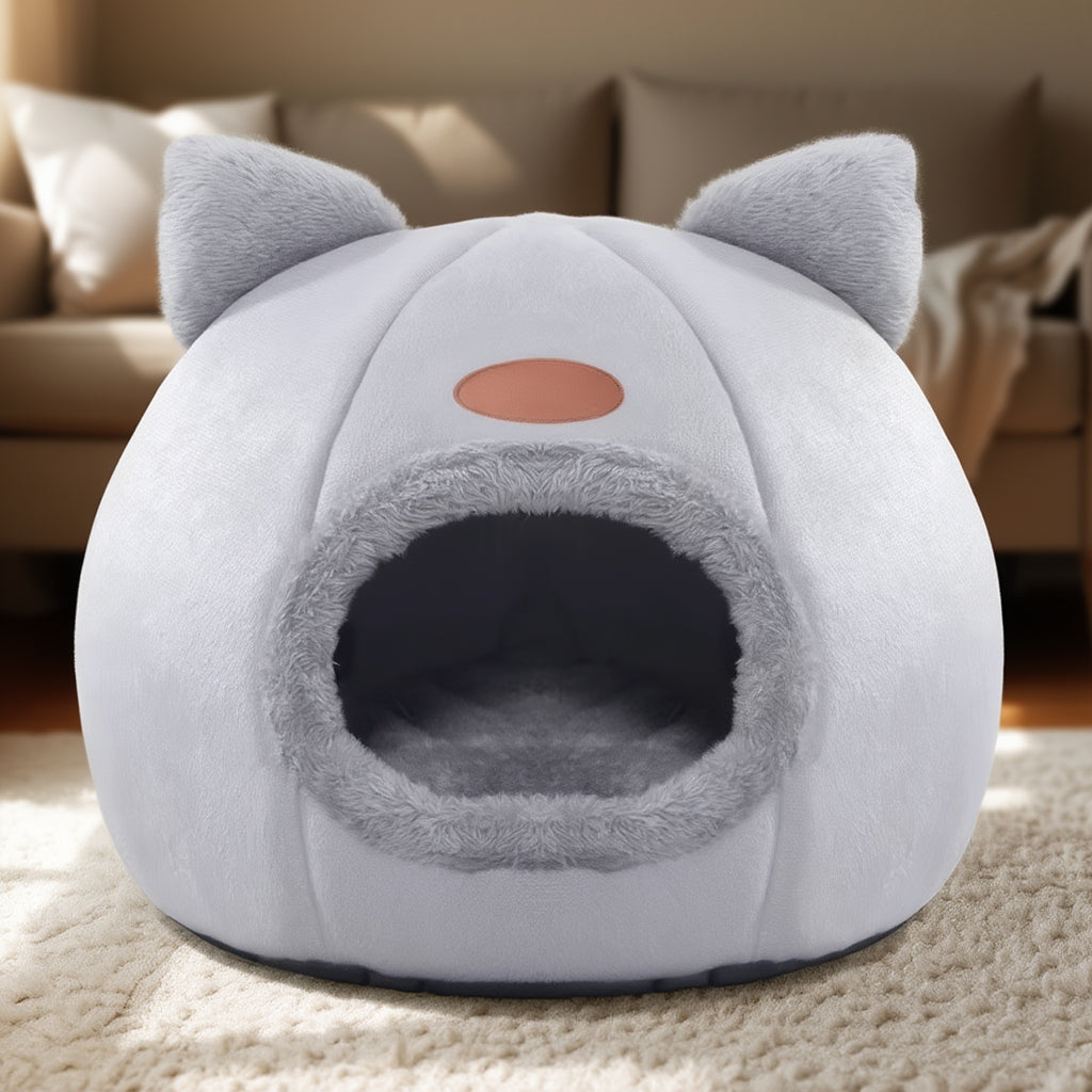 Cozy cat house bed for indoor cats