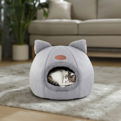 Soft cat cave bed with non slip bottom