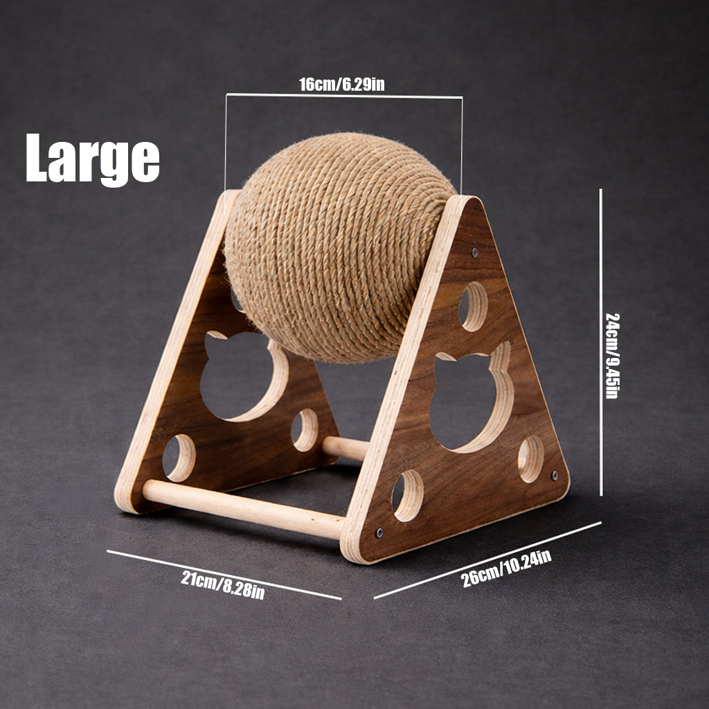 Wooden cat scratching ball for indoor cats