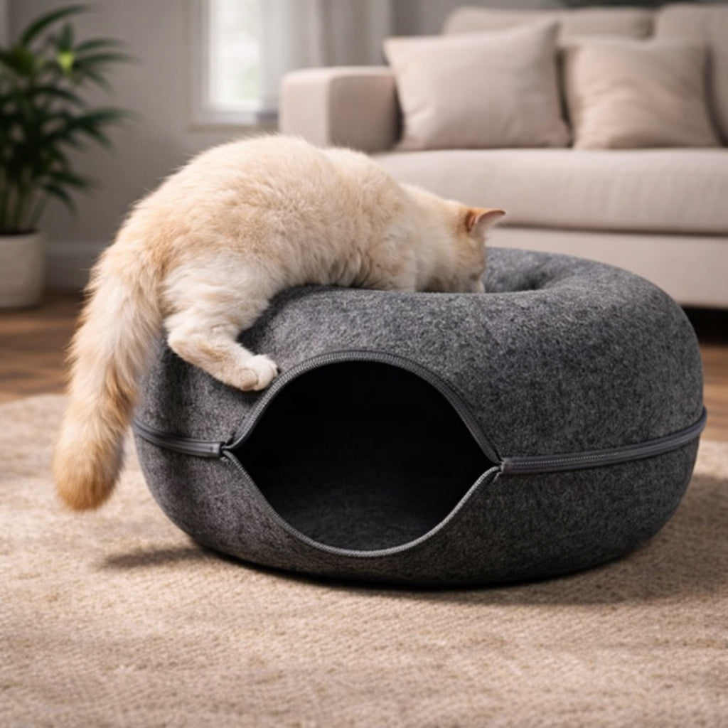 2 in 1 cat bed cave and donut bed for comfort