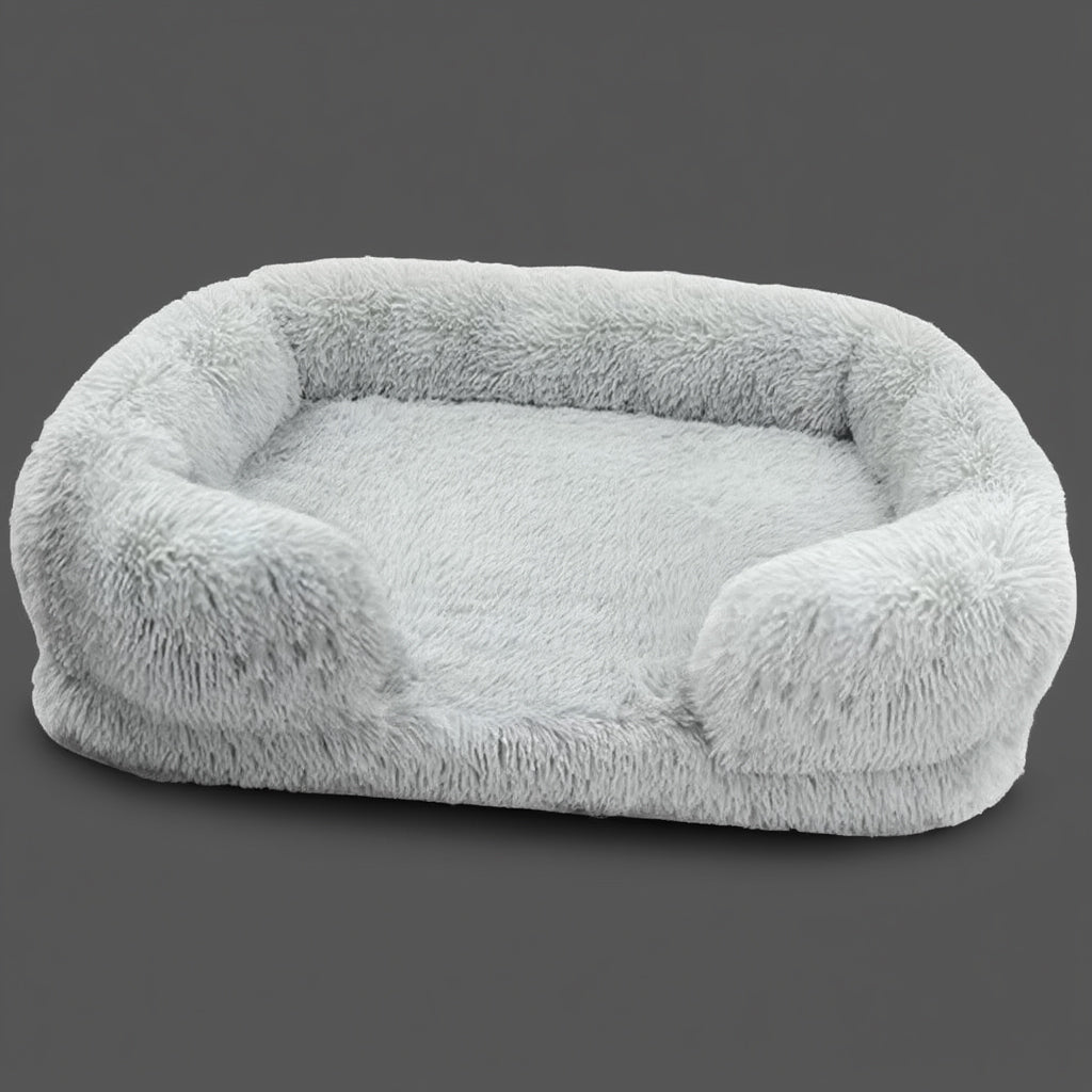 Round calming dog bed with anti slip bottom