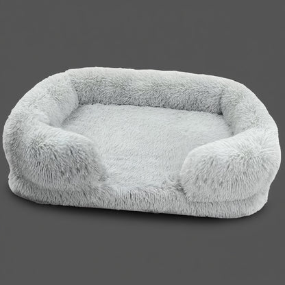 Round calming dog bed with anti slip bottom