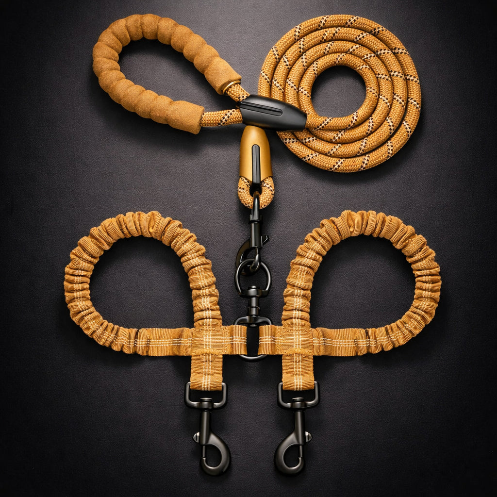 Dog walking leash for two pets