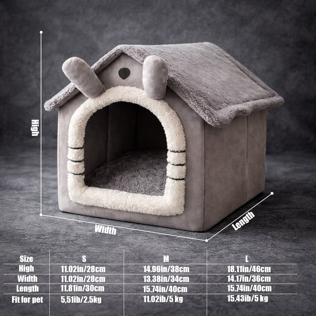 2 in 1 dog cave bed open and closed