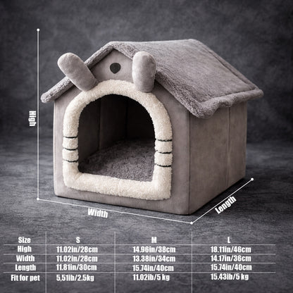 2 in 1 dog cave bed open and closed