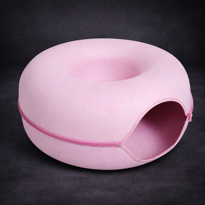 Cat cave bed with plush material and soft filling