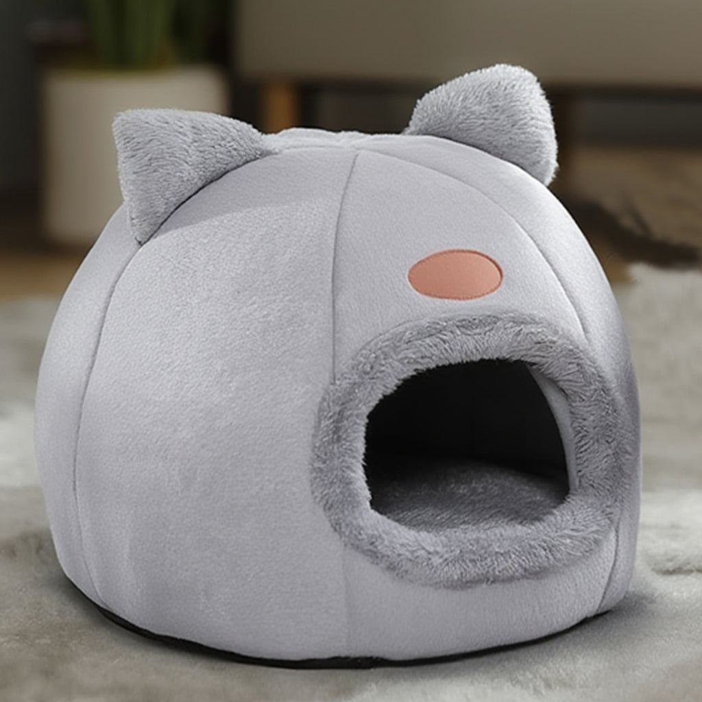 Winter warm cat house bed with plush interior