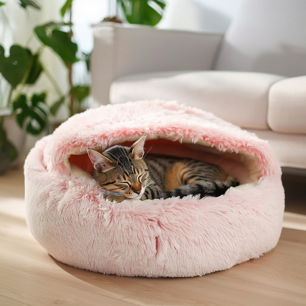 Soft plush pet bed for cats and small dogs